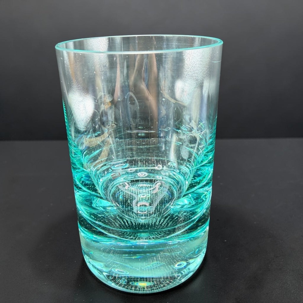 Moser Crystal Aquamarine Teal Barware Tumbler Glass 4.5 Inch Czech Republic